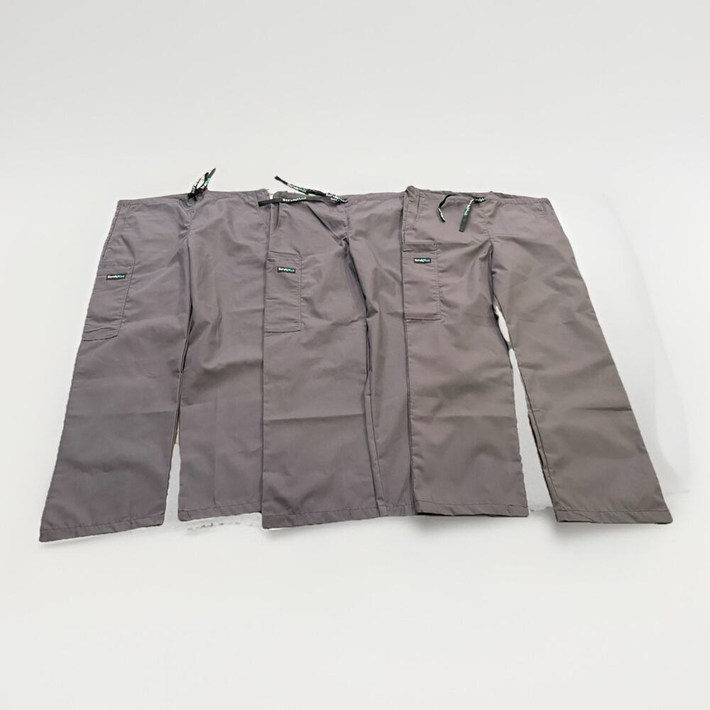 Lot Of 3 Scrub Med Womens Charcoal Drawstrings Quality Scrubs Pants Size 6-8 NWT